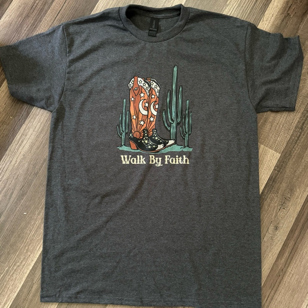 Walk by faith country western graphic tee